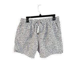 Mens BB Polka Dot Swim Shorts XL White & Black Elastic Waist With Drawstring